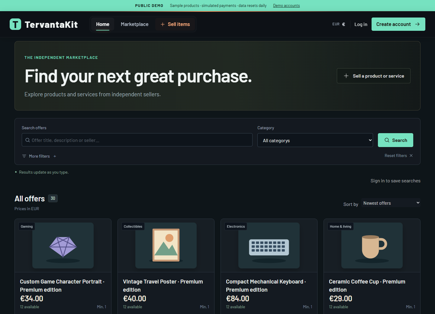 TervantaKit Marketplace preview